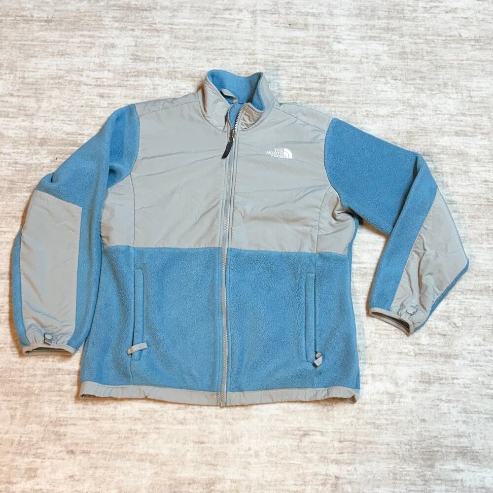 The North Face Polartec Youth Girls XL Blue Gray Fleece Full Zip Jacket Pockets